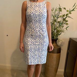 Sandro Ferrone White & Blue Polka Dot Dress- Sz M